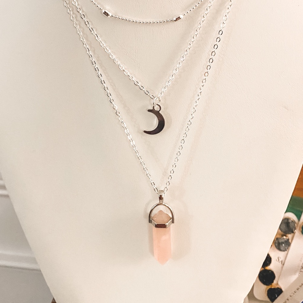 Multichannel, Crystal & Moon Necklace Set